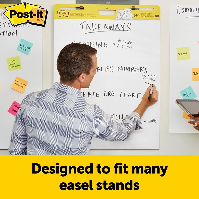 Post-it Super Sticky Easel Pads 25x30 Inches White 3 Pack for Meetings