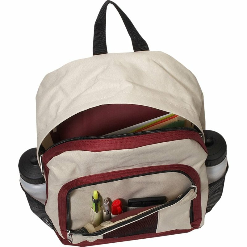 Unisex Backpack with Front & Side Pockets - Stylish Colorblocking, 17x5x11 Inches