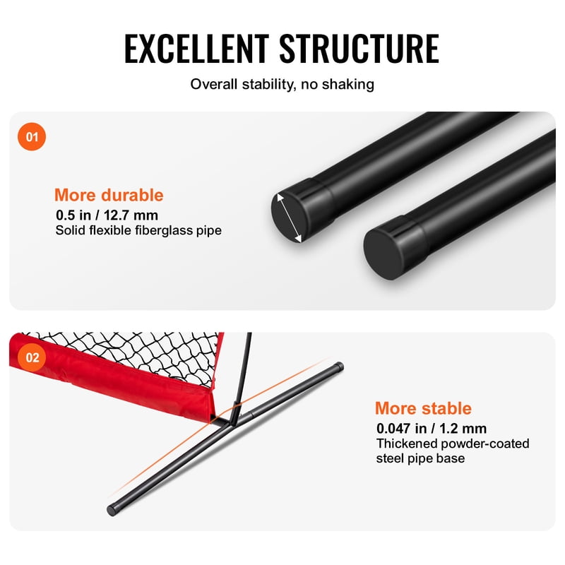 Portable Baseball & Softball Safety Net with Carrying Case - 7x7 ft Pitching Screen