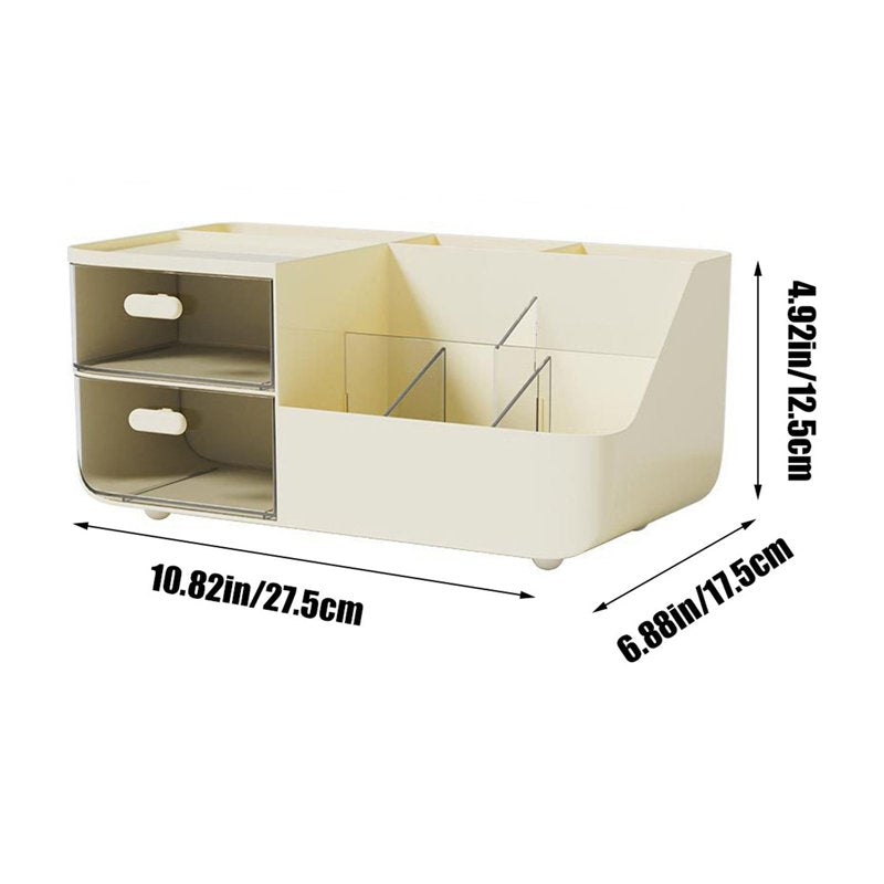 Desk Organizer with 2 Drawers, Multi-Functional Desktop Storage for Office & Home