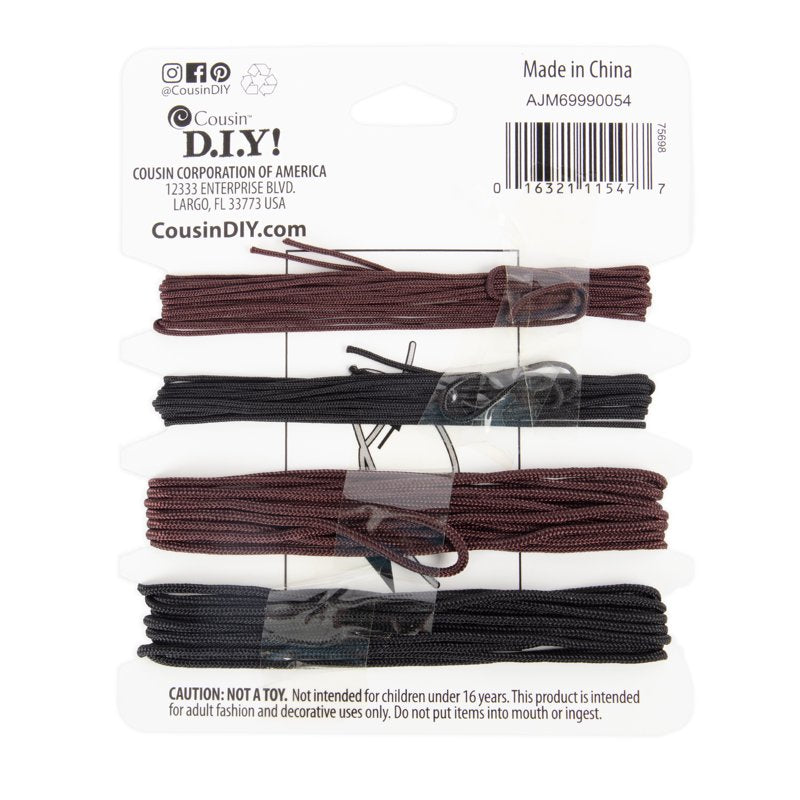 Nylon Jewelry Stringing Cord 36ft Bulk Roll for Beading & Crafting - Black & Brown