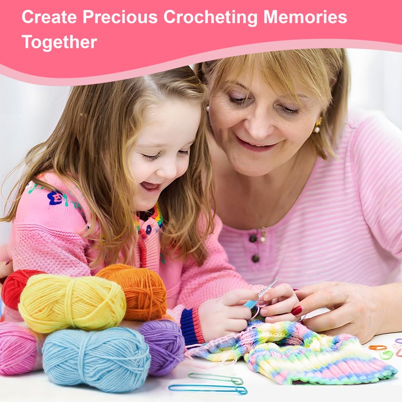 Crochet Kit for Beginners Adults - 76 Pcs Yarn Hooks Accessories Tote