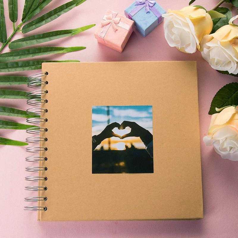8x8 Inch Hardcover Scrapbook Album with Spiral Binding - Acid-Free Pages for Photos & Journals