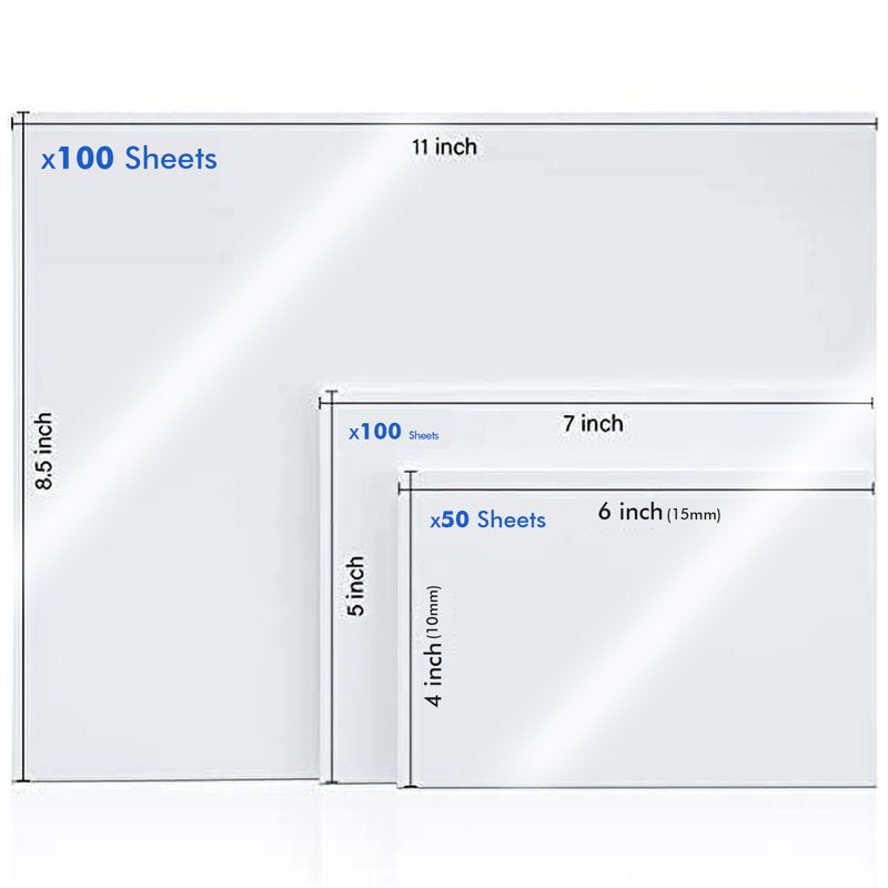 Premium Glossy Photo Paper Pack - Mixed Sizes for Inkjet Printers, 250 Sheets