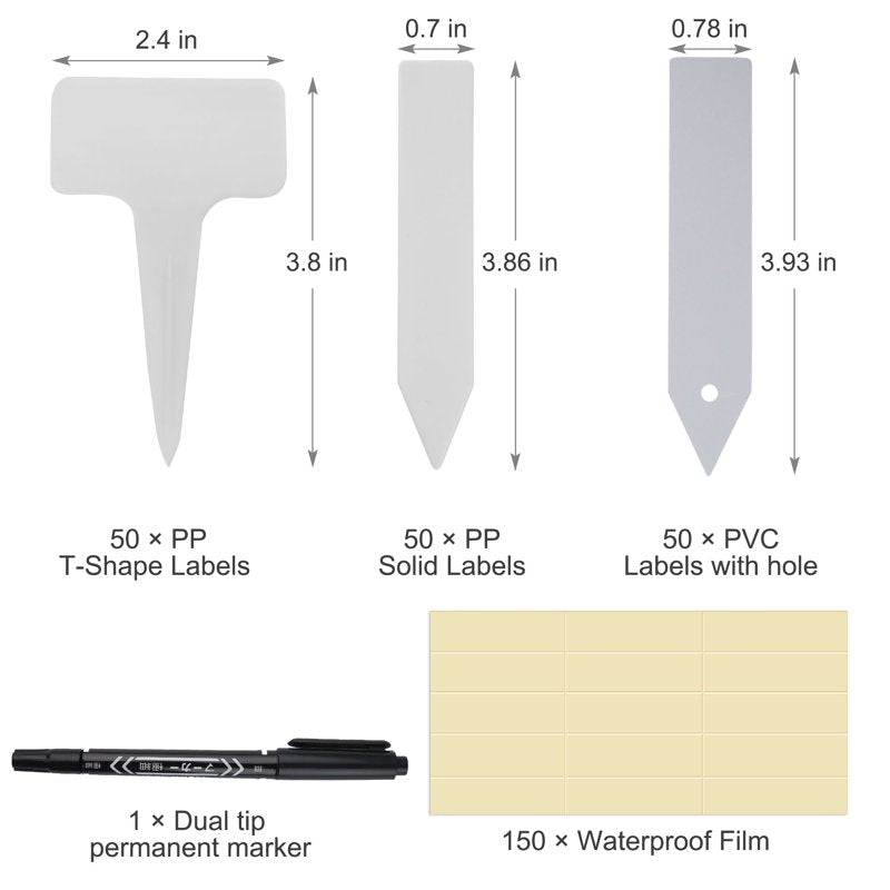 150 Waterproof Garden Plant Labels & Markers with Oil-Based Marker Set