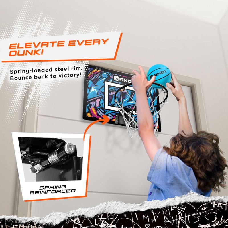 Over the Door Mini Basketball Hoop Set - Shatterproof Backboard, Balls & Pump
