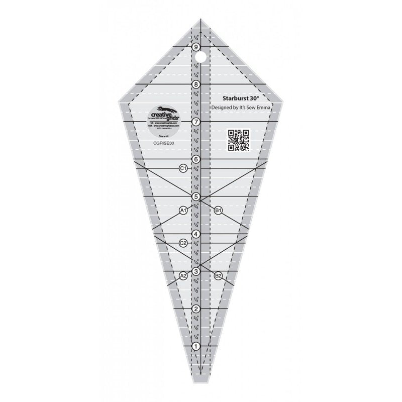 Quilting Ruler Starburst 30 Degree Triangle 9-1/2 Inch for Precise Blocks