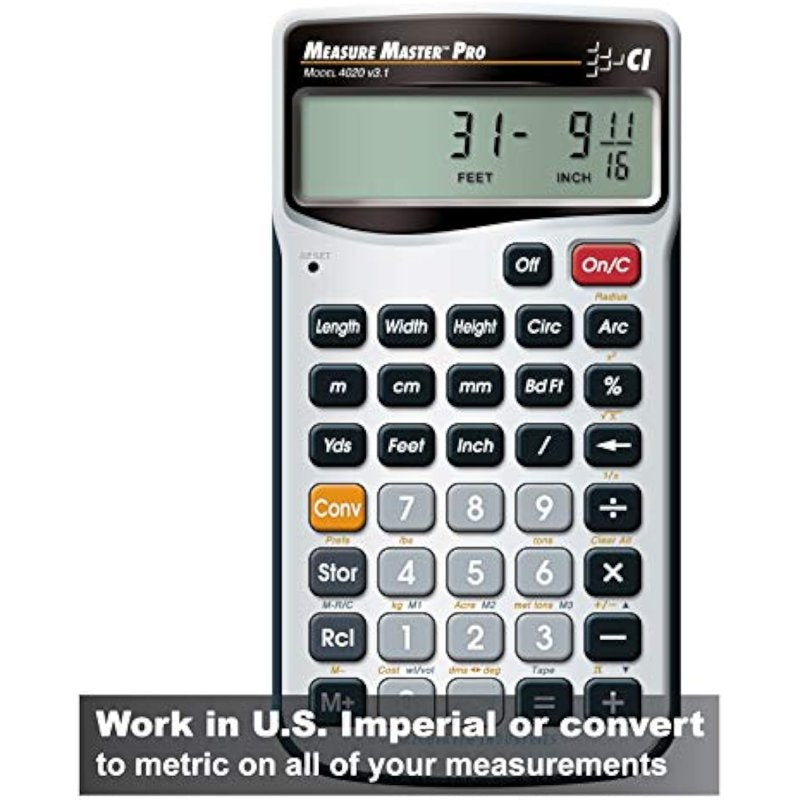 Measuring Calculator for Feet-Inch-Fraction and Metric Conversions