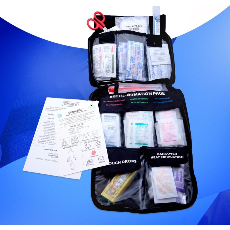 Emergency First Aid Kit for Students and Travelers - 200 Pieces, Compact & Portable