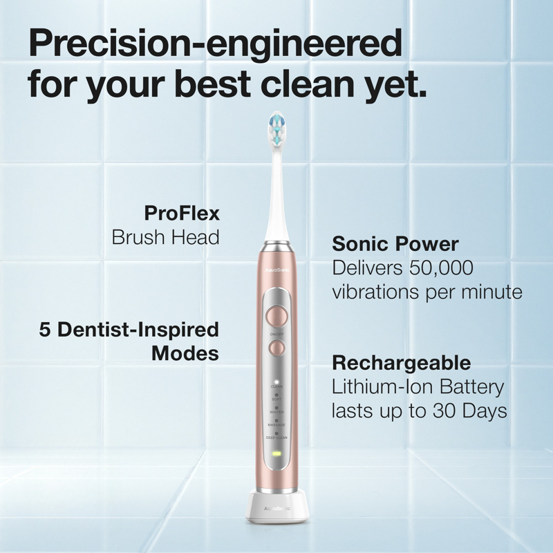 Electric Toothbrush with 5 Modes & Travel Case - Rechargeable Sonic Oral Care