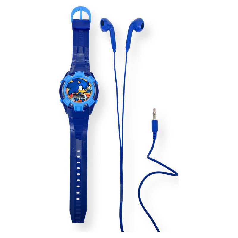 Unisex LCD Watch with Matching Earbud Set - Sonic The Hedgehog Blue