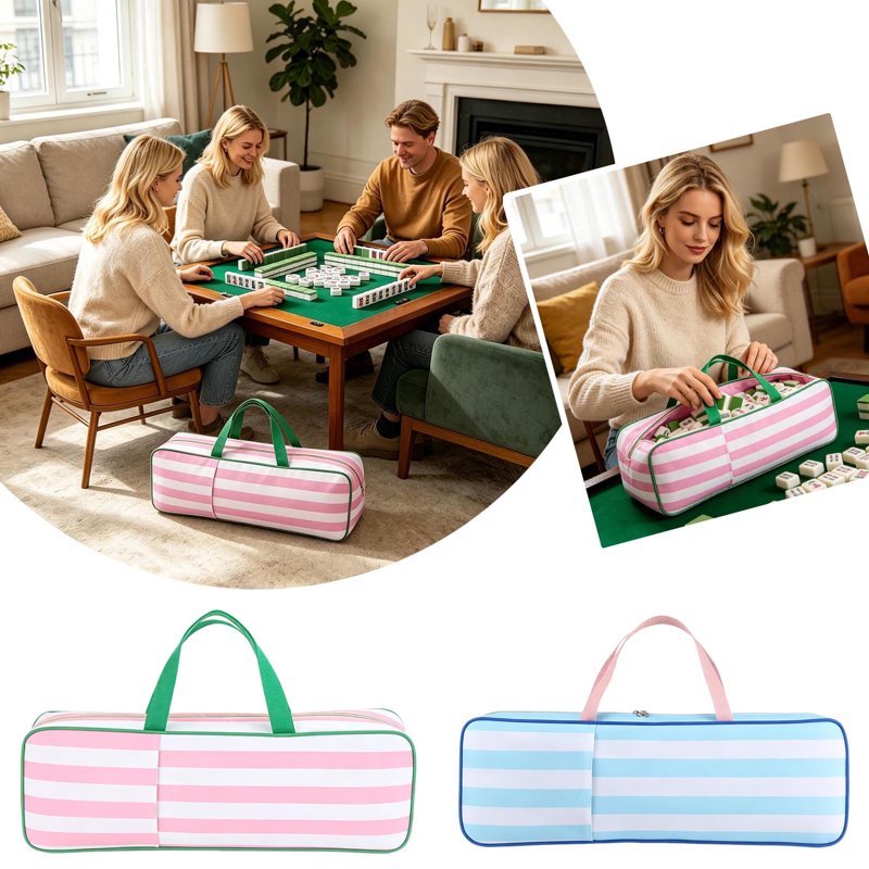 Mahjong Rack Storage Bag with Handle & Zipper, Portable Organizer Case