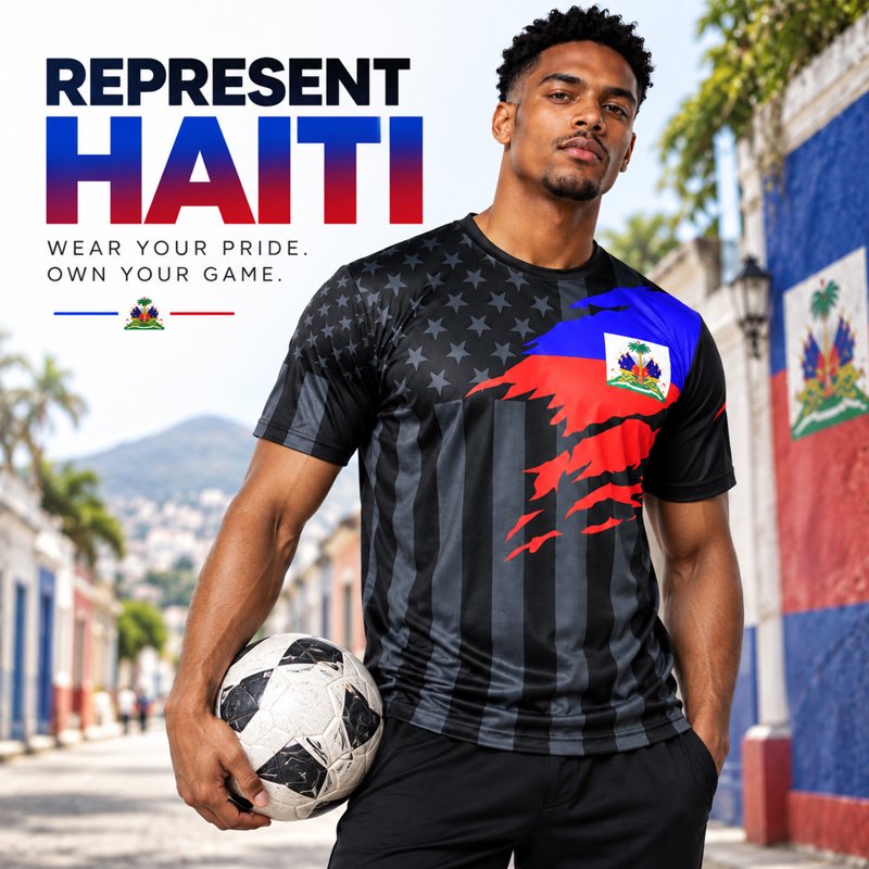 Haiti Soccer Jersey - 4XL, Lightweight Moisture-Wicking Athletic Fan Shirt