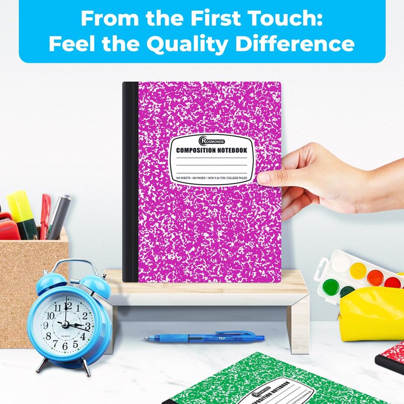 Bulk Composition Notebooks Assorted Marble Covers 100 Pack - College Ruled, 200 Pages