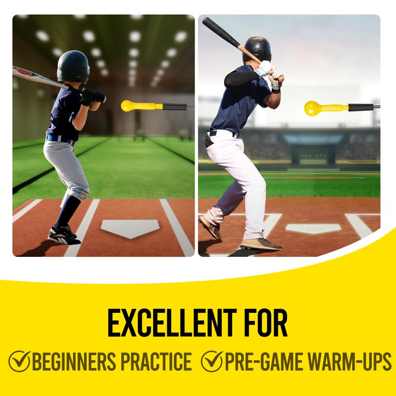 Baseball Hitting Stick with Dual-Size Ball Head, Portable Swing Trainer