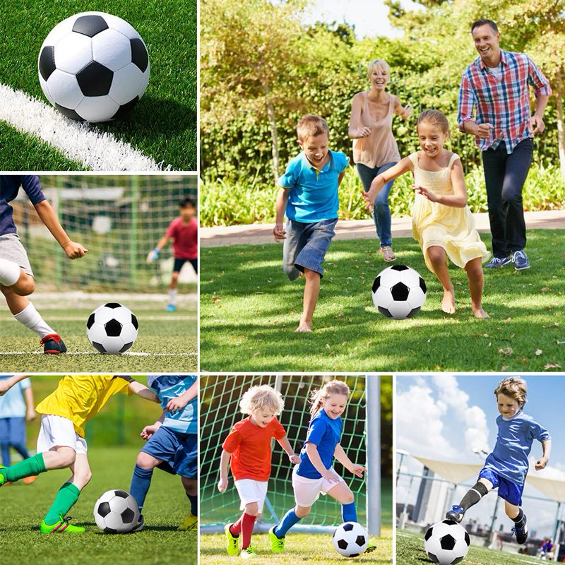 Size 5 Soccer Ball with Pump and Needle - Black and White PU Leather for Training and Games