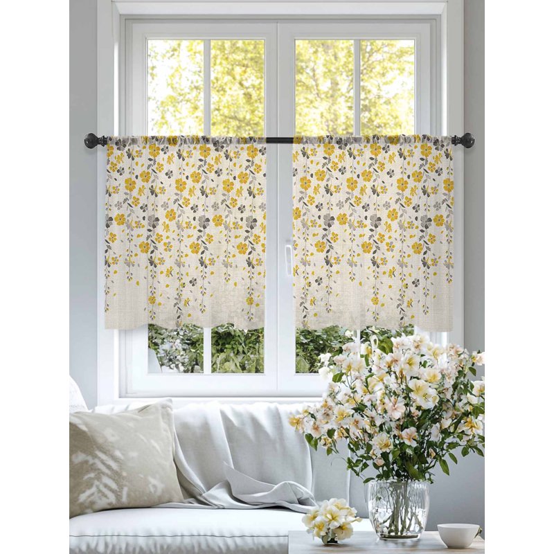 Light Filtering Sheer Curtains 54 Inches Long - 2 Panels Window Drapes