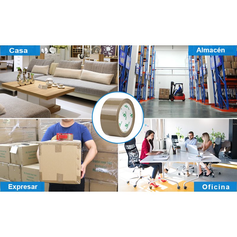 Heavy Duty Brown Packing Tape with Dispenser - 2.4 Mil, 1.88 Inch x 80 Yards, 3 Rolls for Shipping & Moving