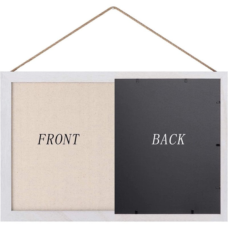 Wood Bulletin Boards 2-Pack Linen Wall Pin Boards for Home Office Kitchen Decor