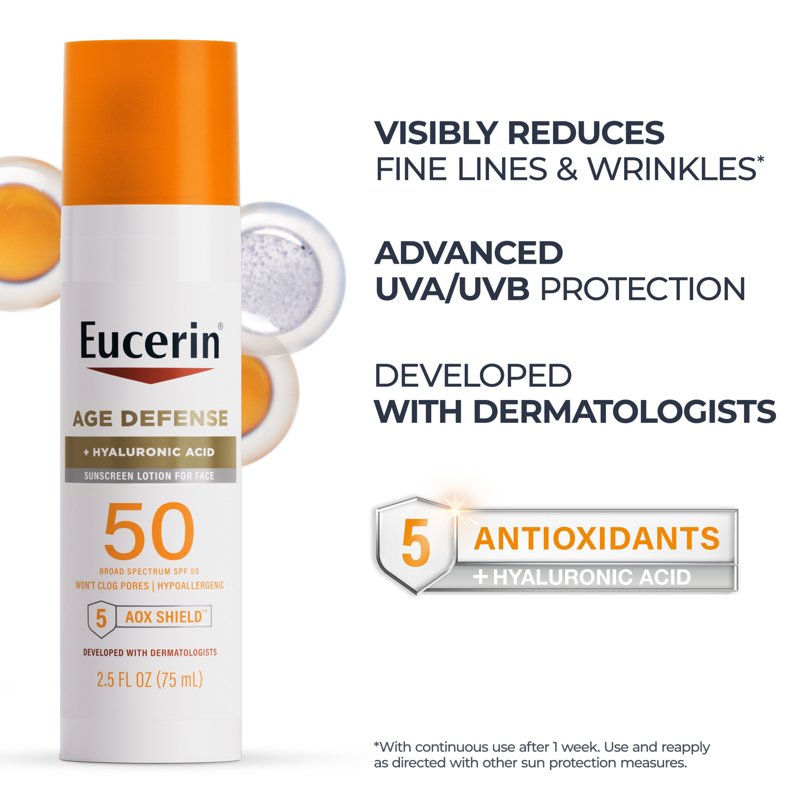 SPF 50 Face Sunscreen Lotion with Hyaluronic Acid - Youthful Skin Support