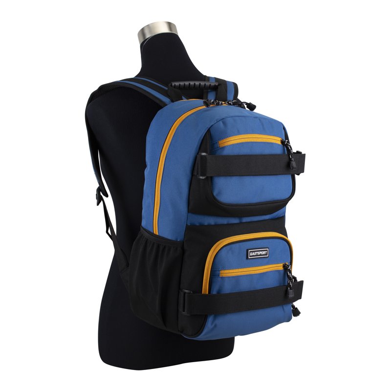 Unisex Skatepark Backpack with Skateboard Straps - Durable Polyester, Multiple Compartments