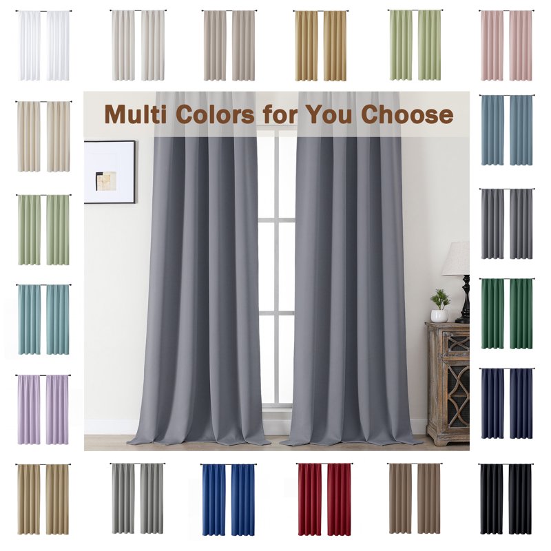 Blackout Curtain Panels for Floor-to-Ceiling Windows Thermal Insulated Room Darkening Drapes