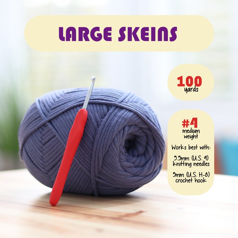 Crochet & Knitting Yarn - Cotton Nylon Blend, Worsted Weight, 1200 Yards, Beginner Friendly