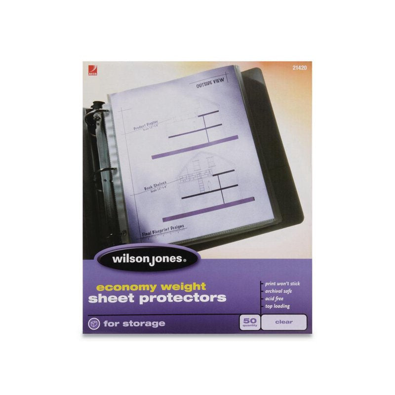 Economy Weight Clear Sheet Protectors - 50 Pack
