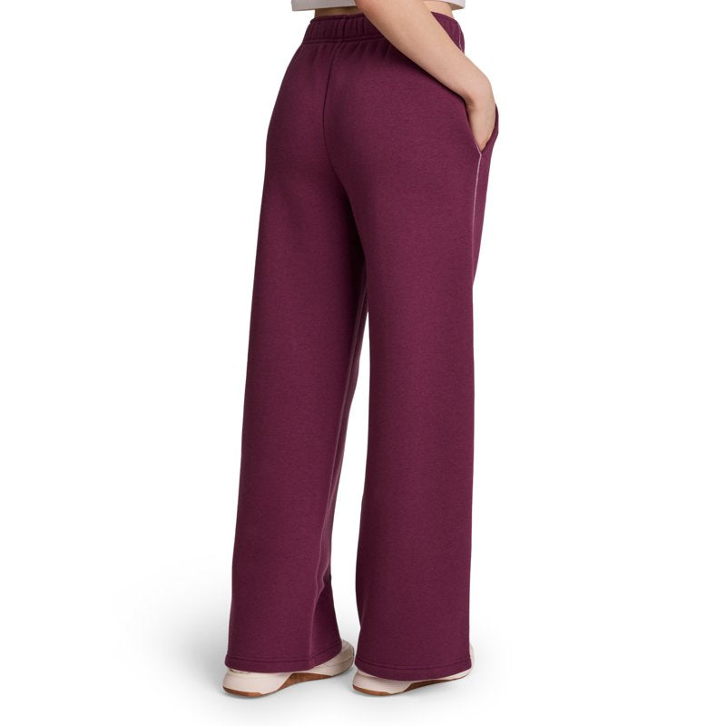 Reebok Women's Wide Leg Fleece Pants with Contrast Stitch & Pockets