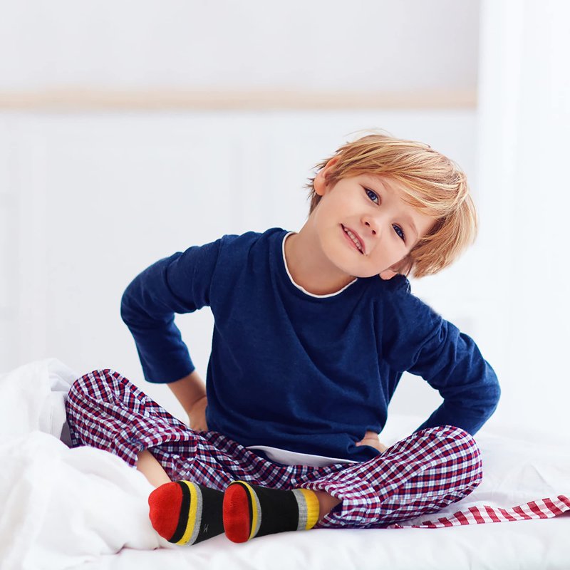 Kids Cotton Socks Pack - Breathable, Multi-Color Striped Athletic Socks for Boys 3-16 Years