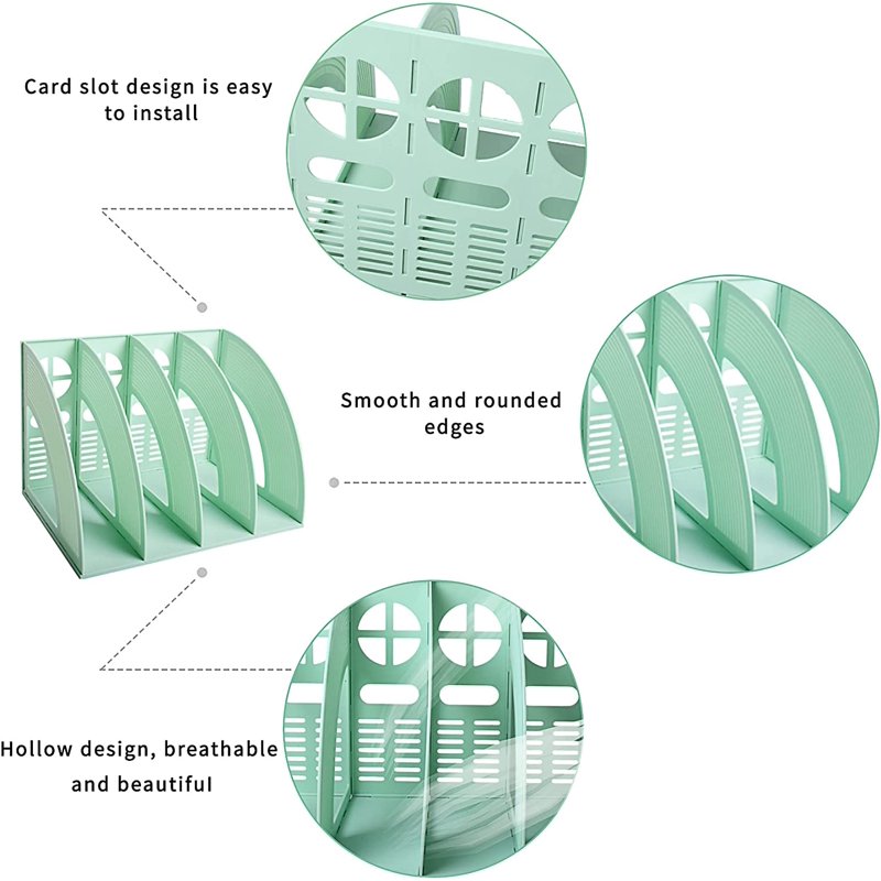 Desktop File Organizer with 4 Compartments - Office & Home Desk Storage