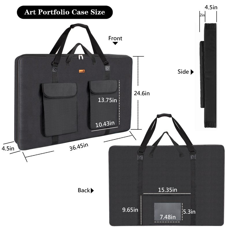 Large Waterproof Art Portfolio Case 24x36 with Shoulder Strap, Artist Storage Bag