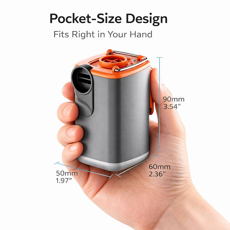 Portable Air Pump for Inflatables with Nozzles, Rechargeable Camping Light