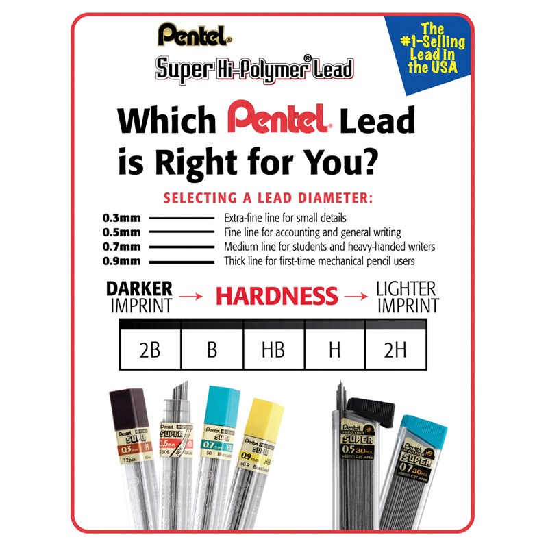 HB Pencil Lead Refills .5mm 12-Pack for Drawing & Writing - Long-Lasting