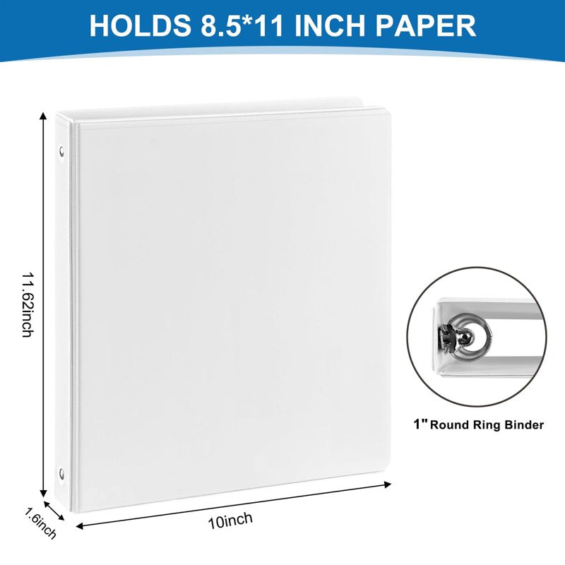 1-Inch 3-Ring Binders Set of 6 with Pockets for Office & School, Holds 200 Sheets