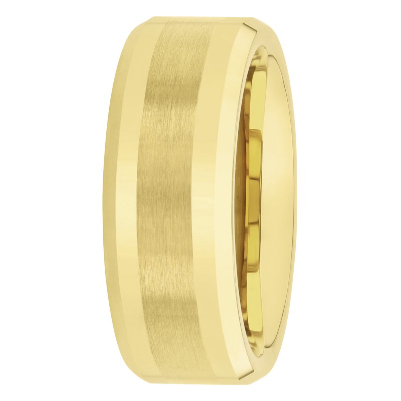 Men's Tungsten Beveled Satin Center Ring Wedding Band
