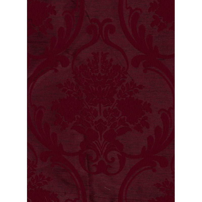 Jacquard Curtain Panel with Waterfall Valance and Attached Scarf - Burgundy, 54x84 Inches