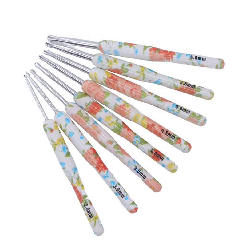 Ergonomic Colorful Crochet Hook Set - Aluminum Knitting & Embroidery Tools, 8 pcs