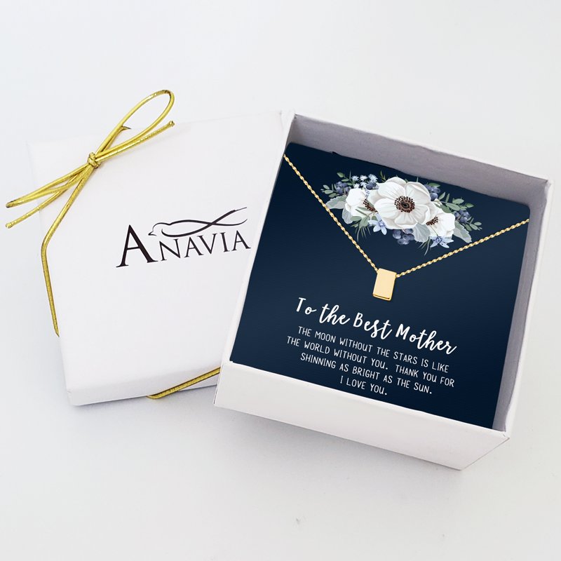 Mother's Day Necklace Gift Set with Card - Dainty Stainless Steel Pendant