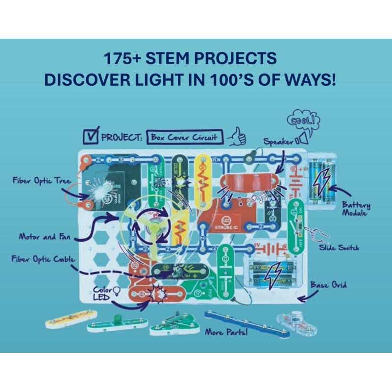 Electronic Science Kit for Kids - 175 Projects STEM Educational Toys with Light Show