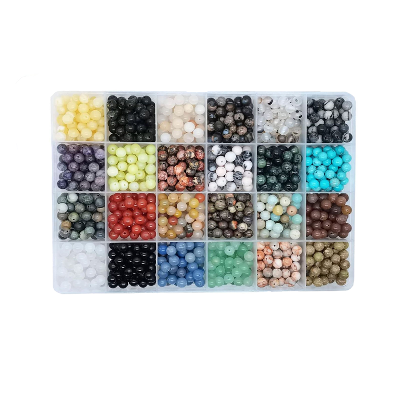 Natural Stone Beading Set 720 Pieces - 24 Styles 6mm Jewelry Making Supplies