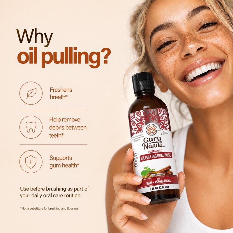 Oil Pulling Mouthwash with Coconut Cinnamon & Herbal Extracts - 8 fl oz