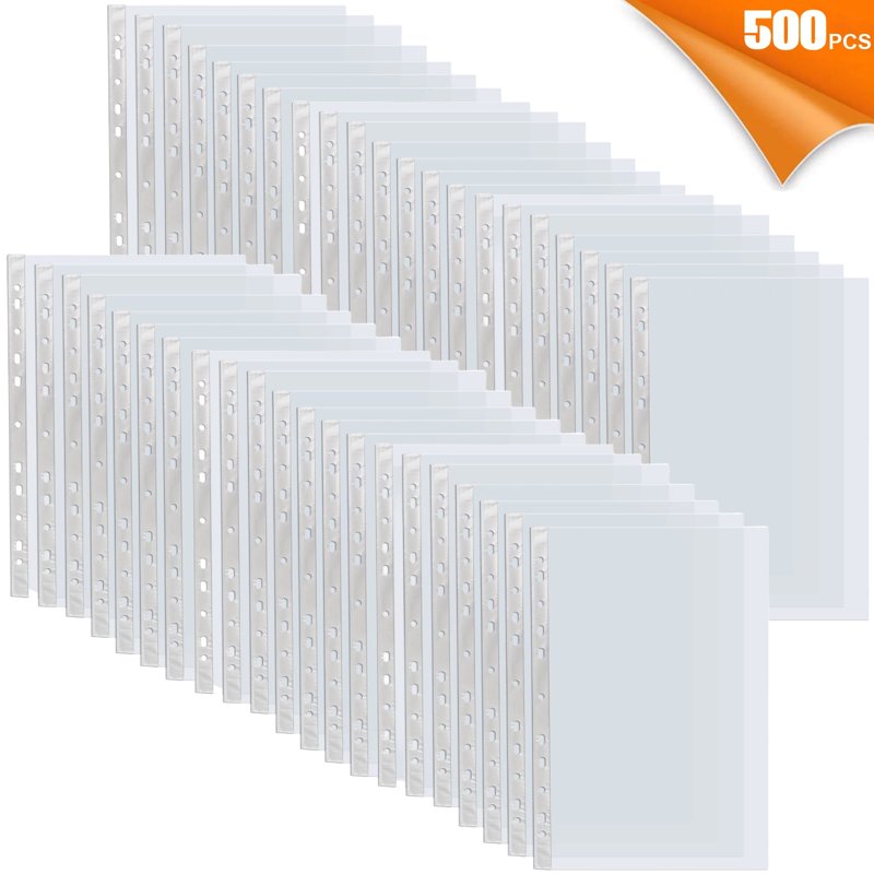 500 Pack Clear Sheet Protectors for 9.25 x 12 Inch Documents and Photos