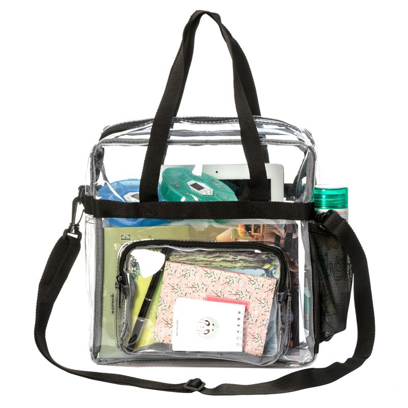 Heavy Duty Clear PVC Shoulder Bag with Top Handle & Adjustable Strap