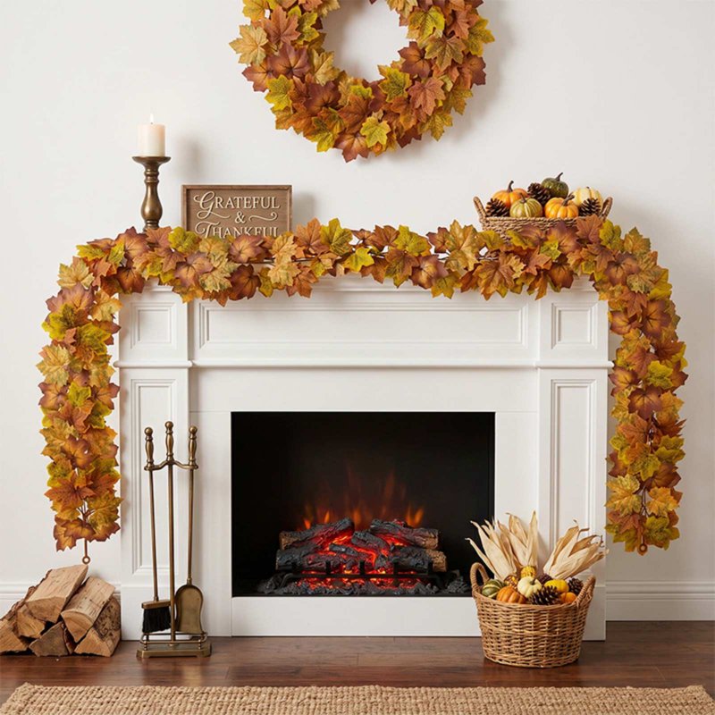 Artificial Fall Maple Leaf Vine Garland - 68 Inch Autumn Decoration for Thanksgiving & Halloween