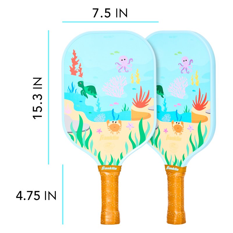 Youth Pickleball Paddle - Franklin Max Grit Fiberglass Surface, Polypropylene Core - USA Pickleball Approved - Sealife Variation