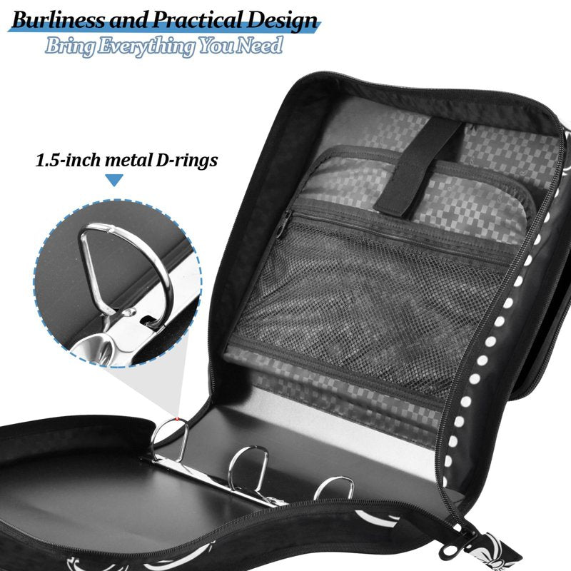 Zipper Binder Organizer Bag with Multiple Pockets and 3-Ring File Holder