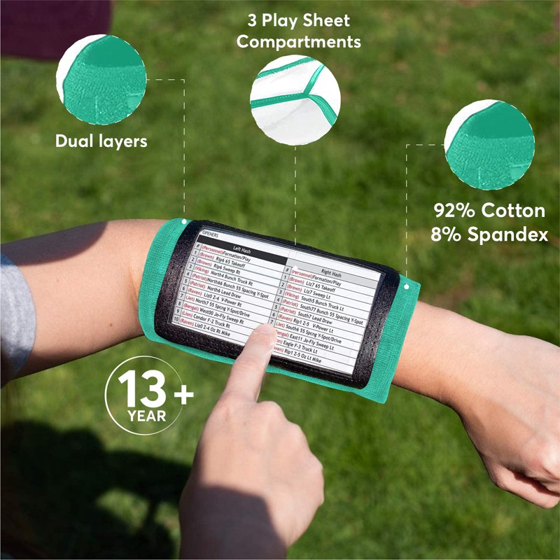 Football Play Wristbands with Playbook Compartments - Youth & Adult Sports Gear