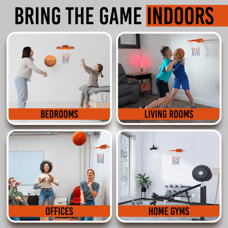 Silent Indoor Basketball Hoop Wall Mount - Noise-Free Practice for Shooting & Skills