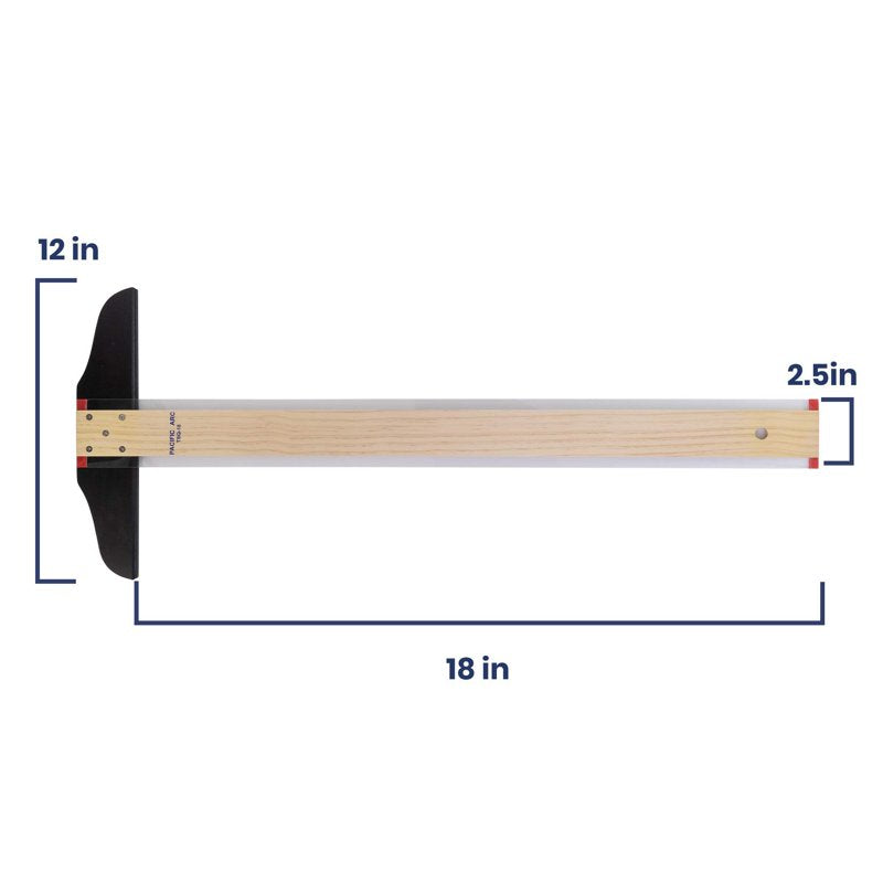 18 Inch T Square with Maple Blade & Acrylic Edge for Drawing & Cutting